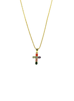 Collana in argento 925 con croce multicolore