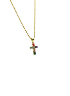 Collana in argento 925 con croce multicolore