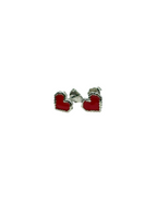 925 Silver Heart Earrings with Red Enamel