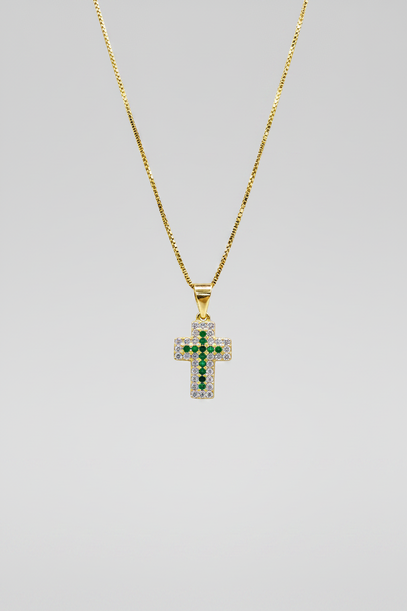Collana in argento 925 con ciondolo a croce con zirconi colorati