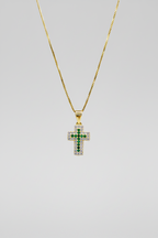 Collana in argento 925 con ciondolo a croce con zirconi colorati