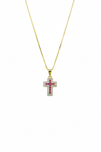 Collana in argento 925 con ciondolo a croce con zirconi colorati
