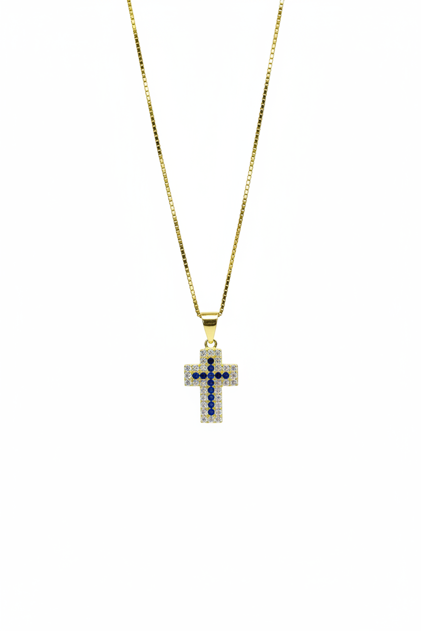 Collana in argento 925 con ciondolo a croce con zirconi colorati - CM Silver Jewels