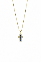 Collana in argento 925 con ciondolo a croce con zirconi colorati - CM Silver Jewels
