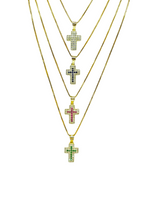 Collana in argento 925 con ciondolo a croce con zirconi colorati - CM Silver Jewels