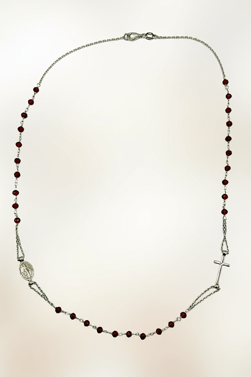 925 Sterling Silver Rosary Necklace – 7 Colors | 50 cm | CM Silver Jewels