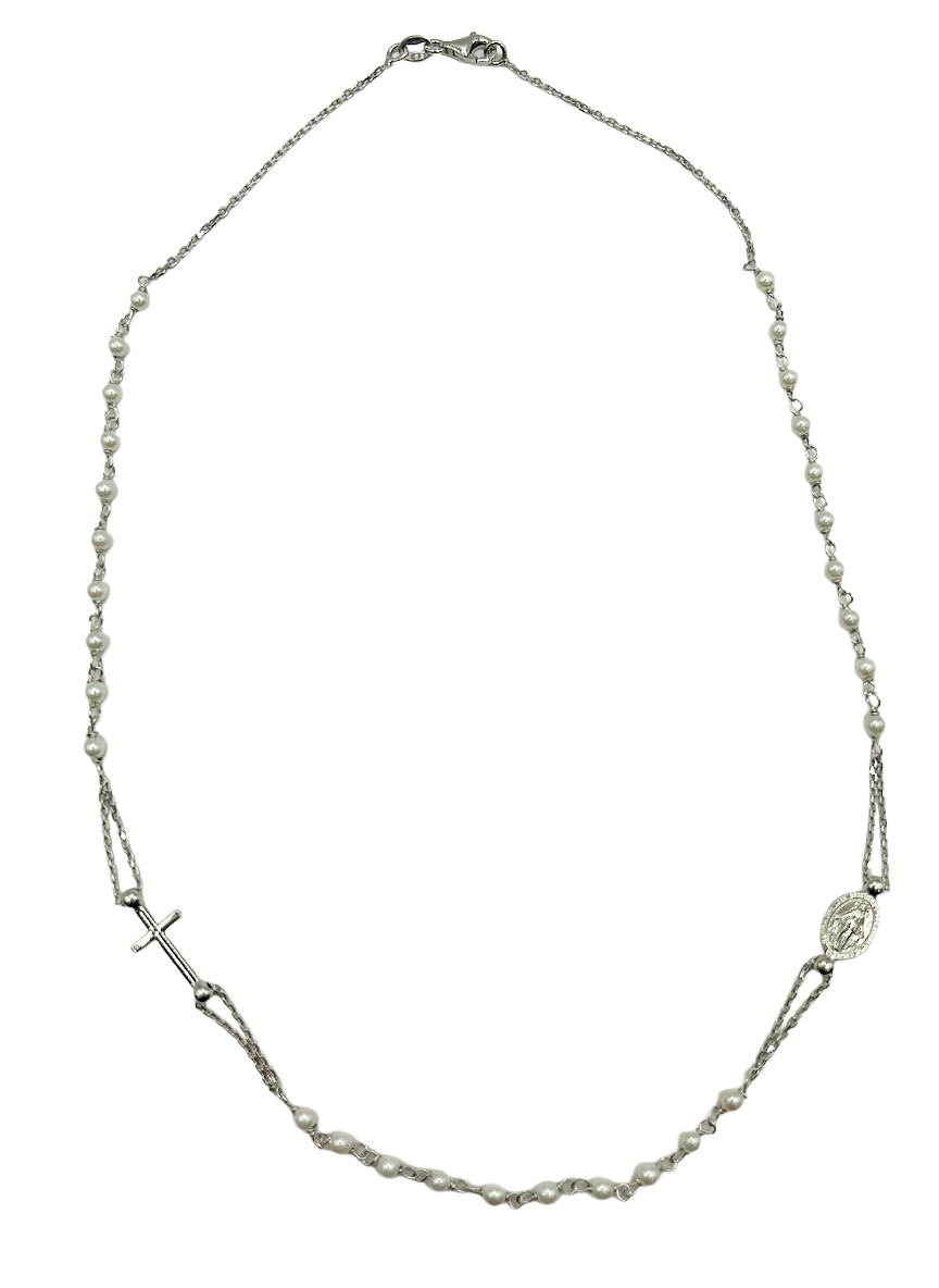925 Sterling Silver Rosary Necklace – 7 Colors | 50 cm | CM Silver Jewels