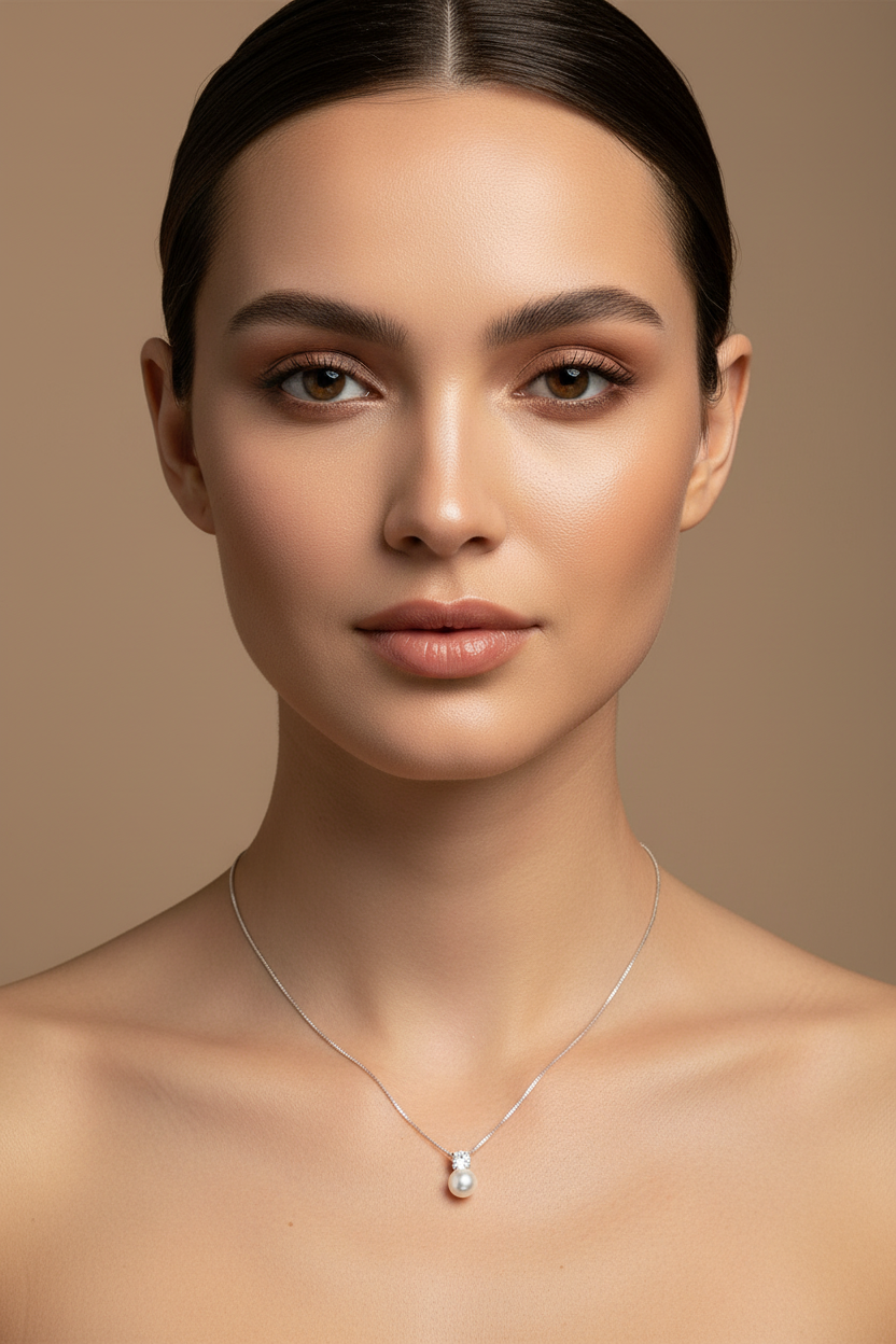 Collana con perla e punto luce in Argento 925