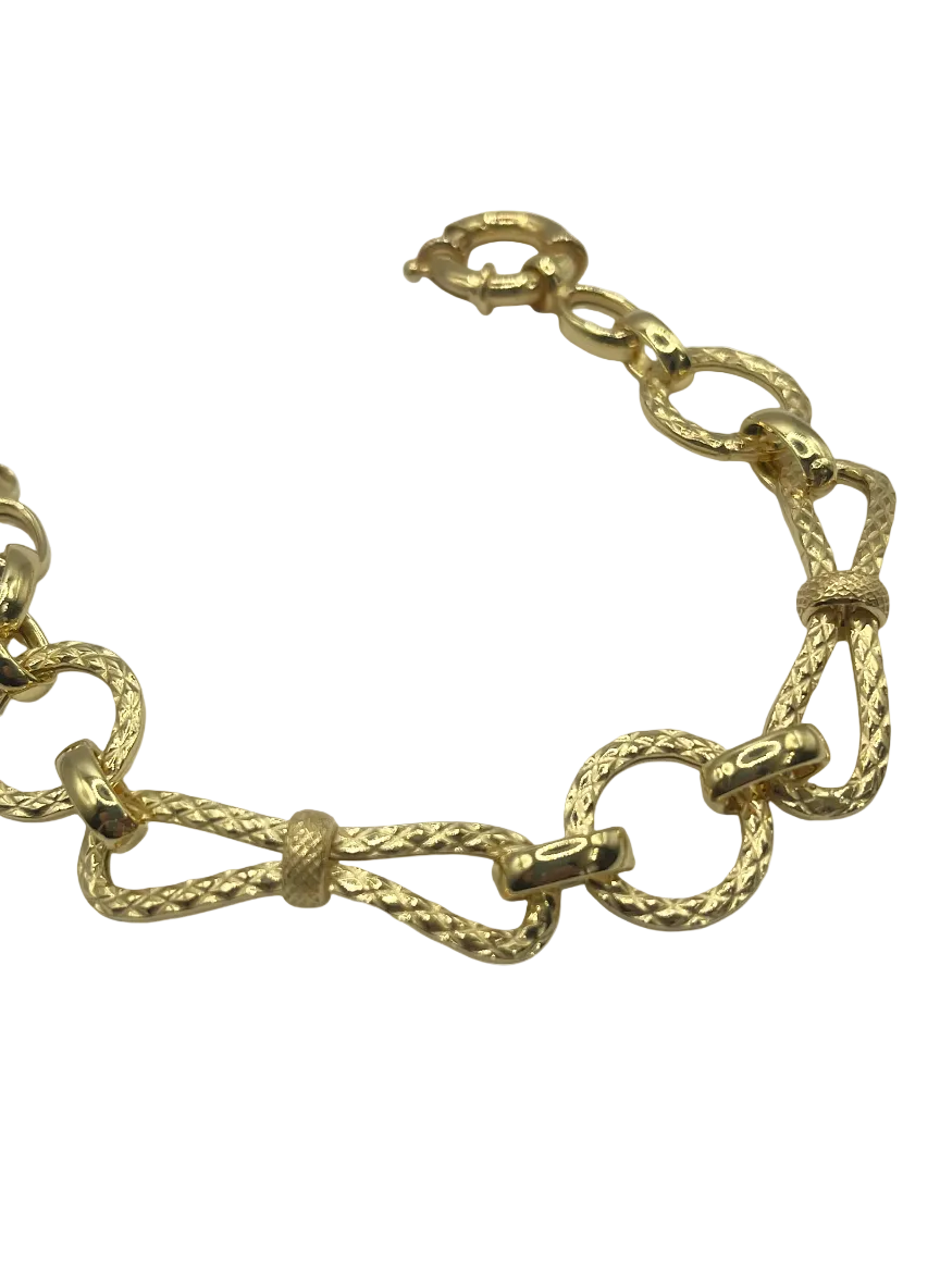 Bracelet en Argent 925 Plaqué Or avec Mailles Tressées et Finition Gravée – 18 cm | CM Silver Jewels