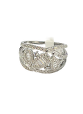 925 Silver Ring with Baguette-Cut White Zirconia and Pavé