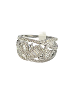 925 Silver Ring with Baguette-Cut White Zirconia and Pavé