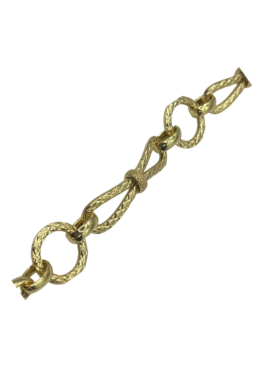 Bracelet en Argent 925 Plaqué Or avec Mailles Tressées et Finition Gravée – 18 cm | CM Silver Jewels