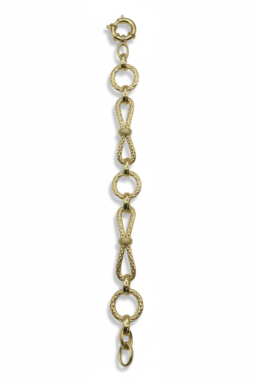 Bracelet en Argent 925 Plaqué Or avec Mailles Tressées et Finition Gravée – 18 cm | CM Silver Jewels