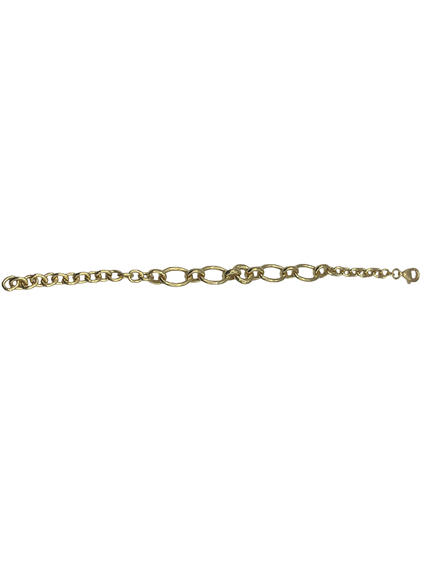Bracelet pour femme fait main en argent 925 plaqué or – Élégant maillons ovales alternés