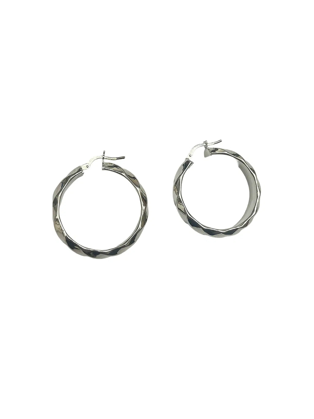 Orecchini a Cerchio in Argento 925 Martellato – Design Moderno e Luminoso - CM Silver Jewels