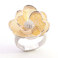 Anello Donna in Argento 925 Fiore Bicolore Misura 16 | CM Silver Jewels