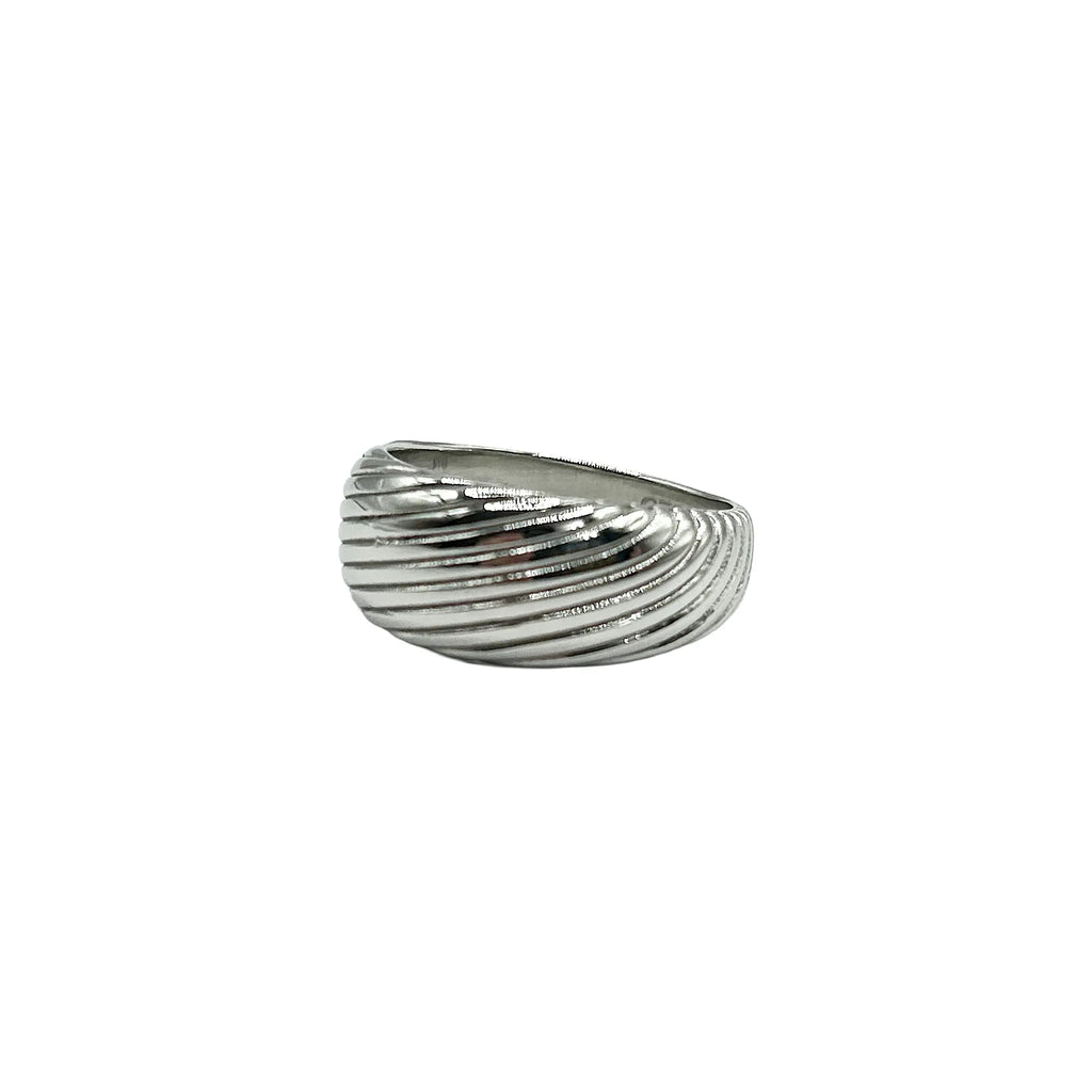 Women's Striped 925 Silver Ring - Hypoallergenic and Durable