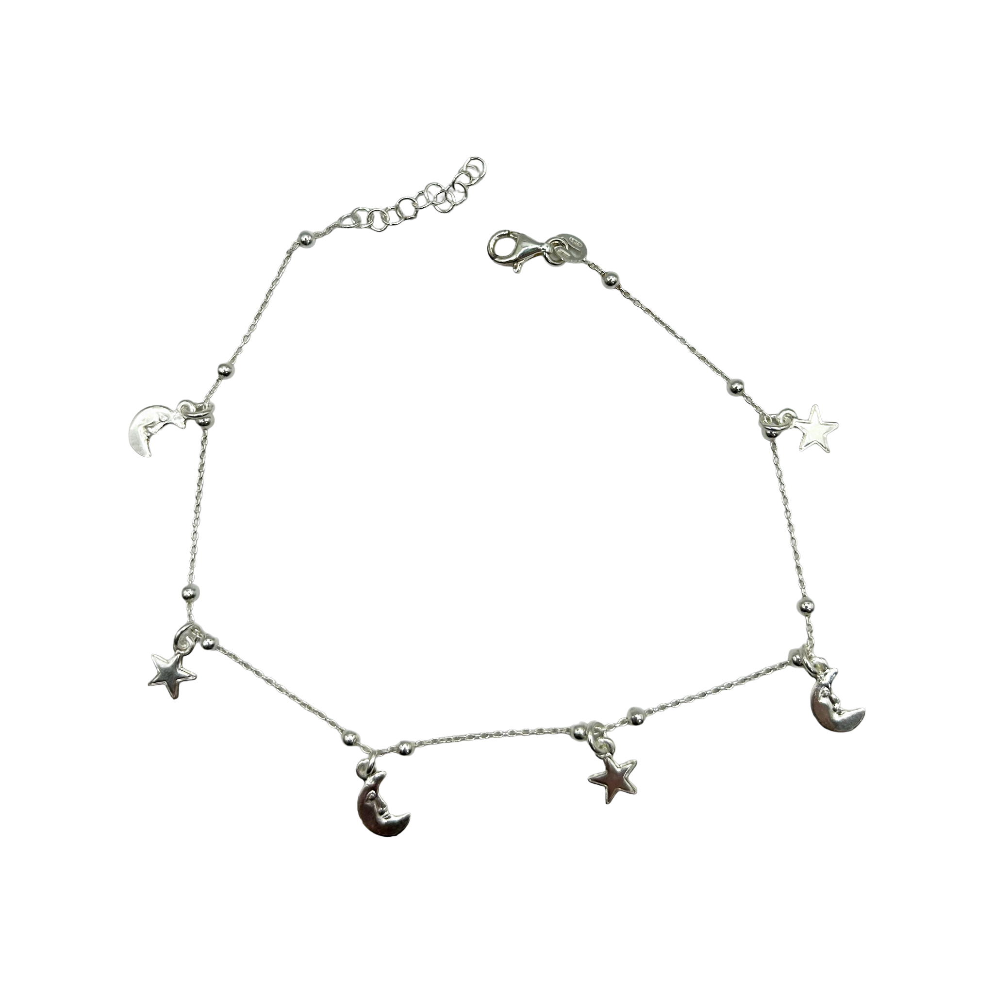 Cavigliera Stelle e Luna in Argento 925 – Regolabile 23+3 cm