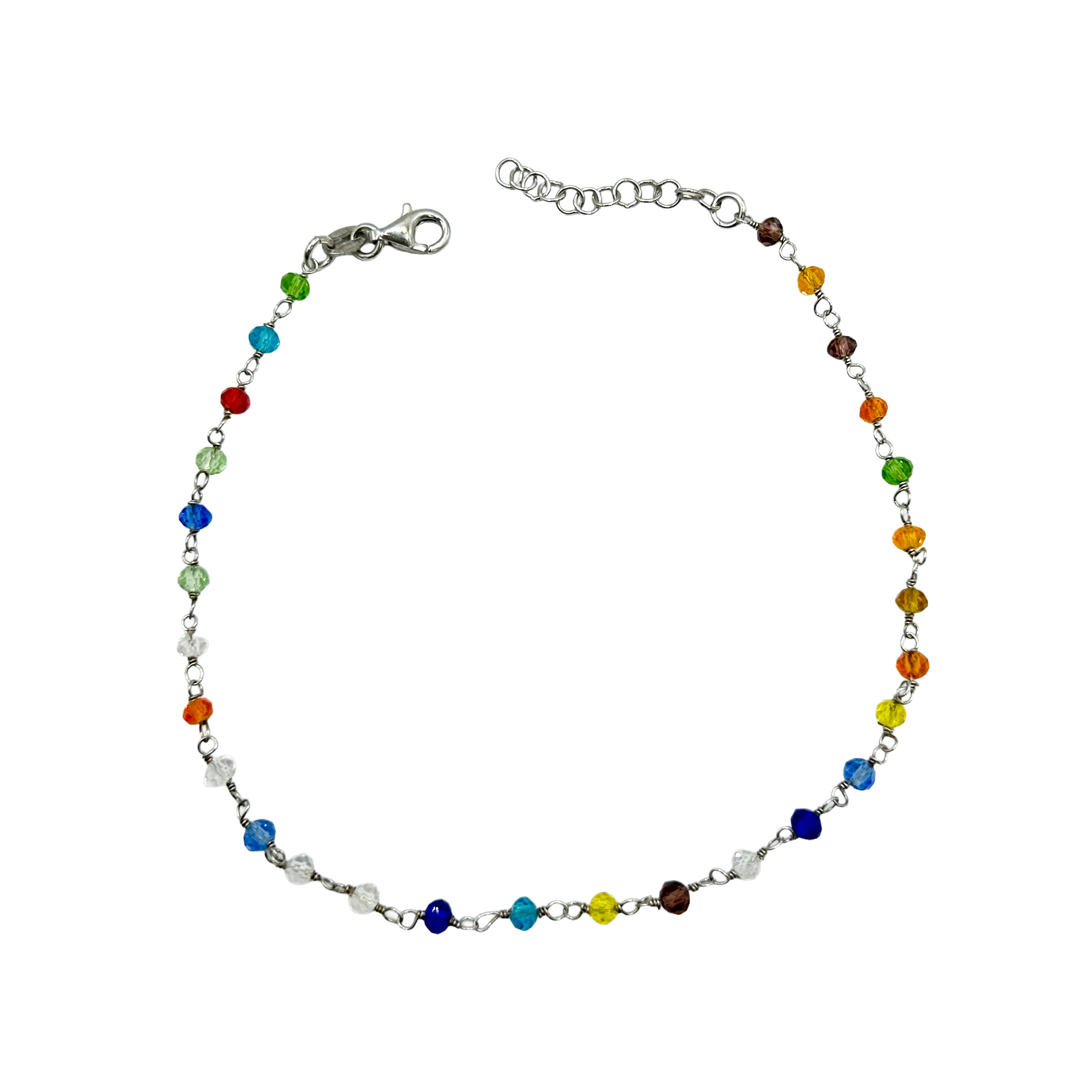 Cavigliera Cristalli Multicolor in Argento 925 – 21 cm