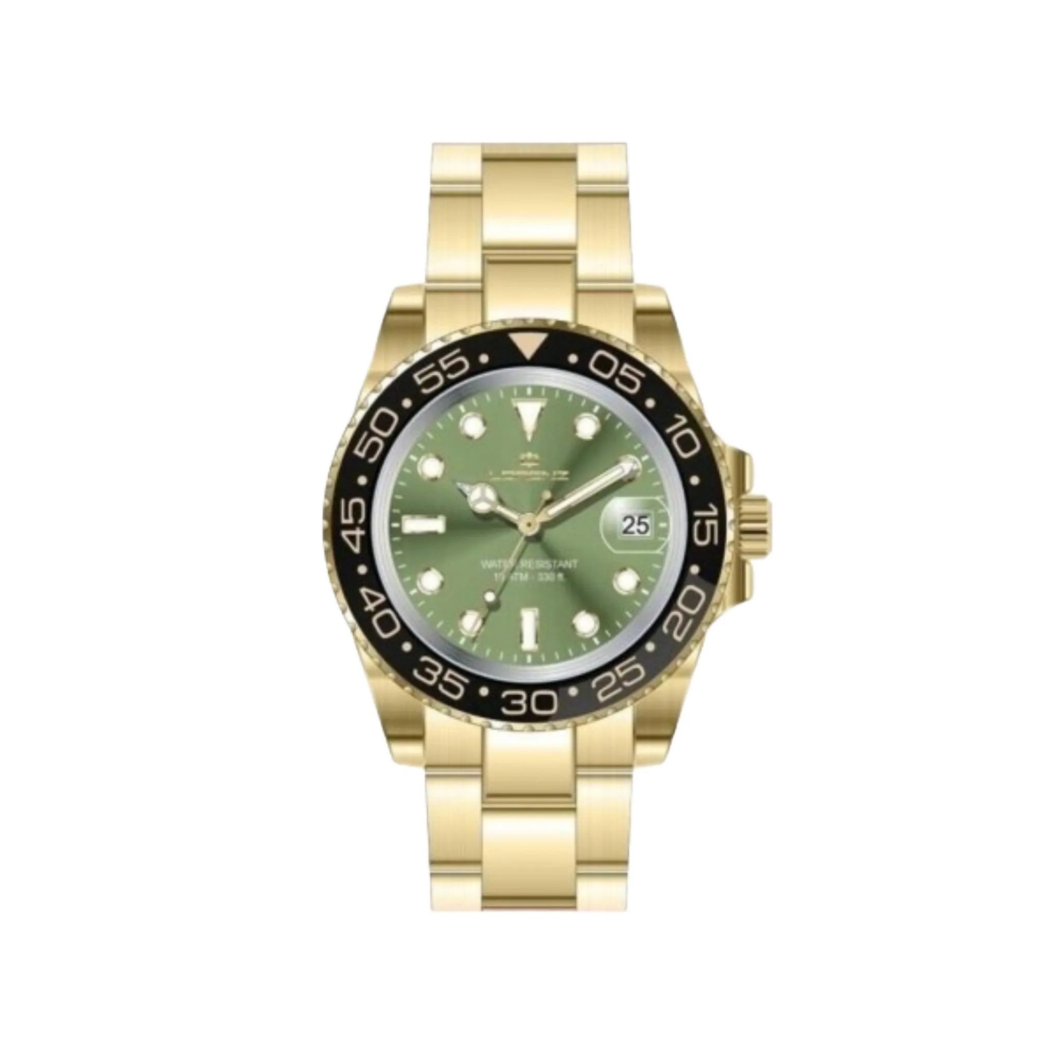 Orologio Lorenz , Placcato oro con fondo verde e ghiera nera