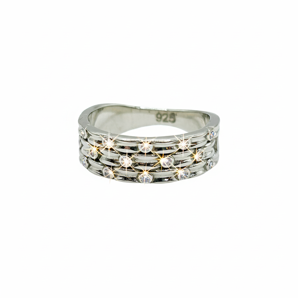 Women's Sterling Silver Multi-Strand Ring with Zirconia – CM Silver Jewels