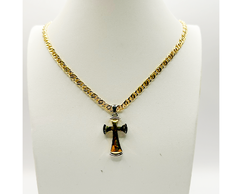 Collier Ras de Cou Religieux en Argent 925 avec Croix Bicolore Miroir – 60 cm | CM Silver Jewels