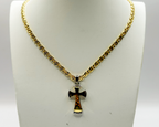 Collier Ras de Cou Religieux en Argent 925 avec Croix Bicolore Miroir – 60 cm | CM Silver Jewels