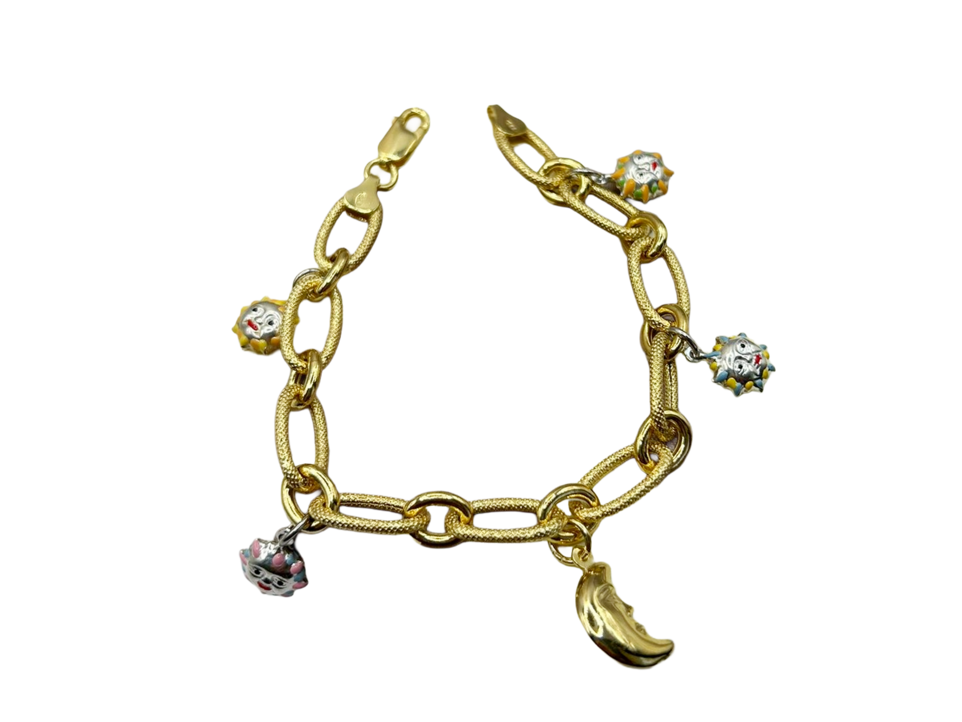 Women's bracelet in 925 silver with gold plating and charms