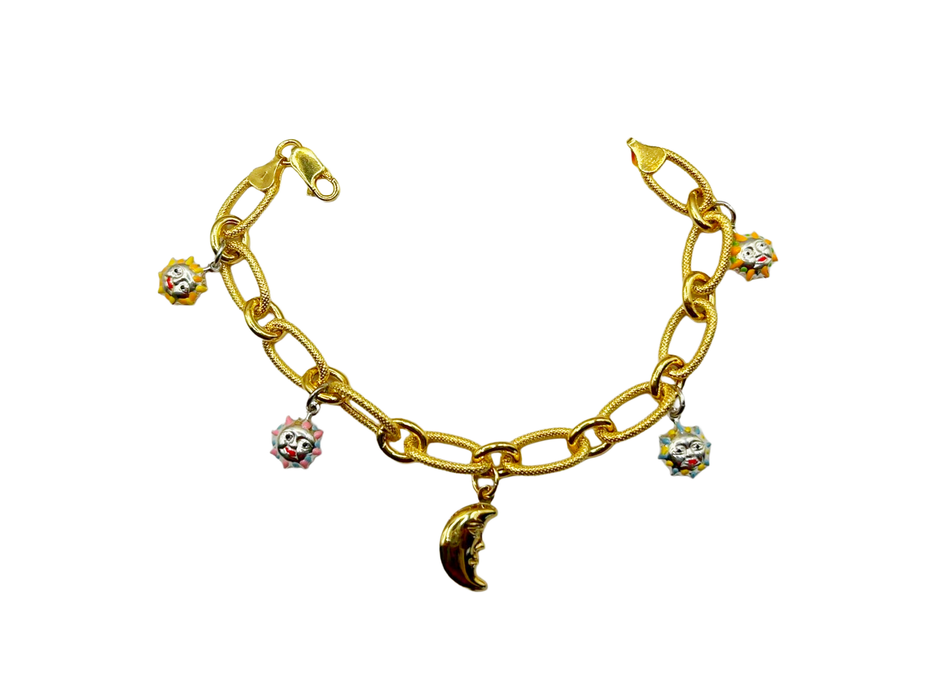Women's bracelet in 925 silver with gold plating and charms