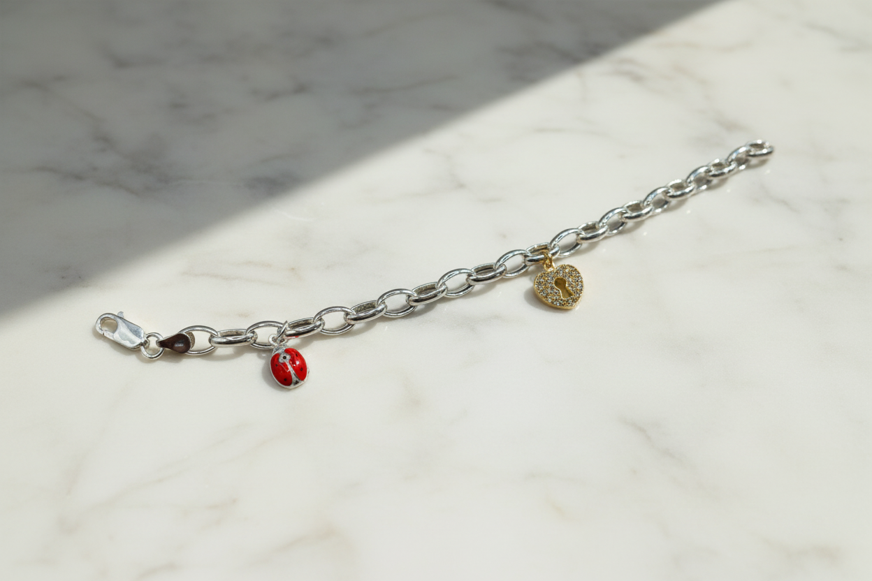 Women's 925 silver bracelet with lucky charms