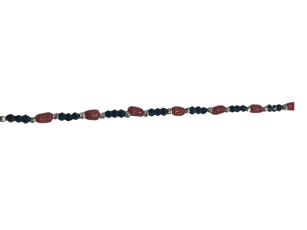 Bracelet pour femme en argent 925 avec pierres noires et rouges