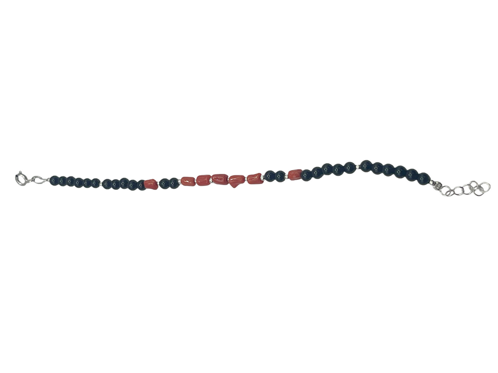 Bracciale Donna in Argento 925 con Pietre Rosse e Nere – 19 cm | CM Silver Jewels