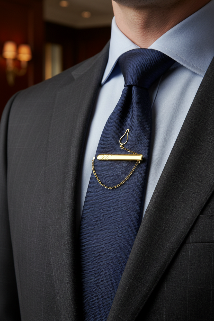 Pince à cravate argentée plaquée or - Idéale pour créer un look stylé