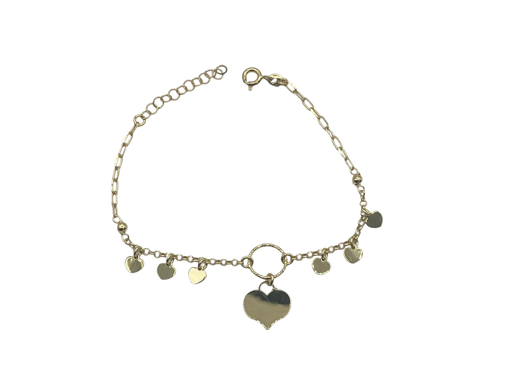 Bracciale Donna in Argento 925 con Pendenti Cuore – Oro Giallo o Silver 20 cm | CM Silver Jewels