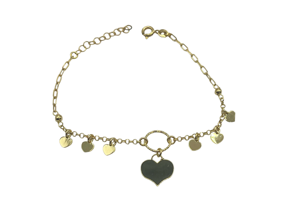 Bracciale Donna in Argento 925 con Pendenti Cuore – Oro Giallo o Silver 20 cm | CM Silver Jewels