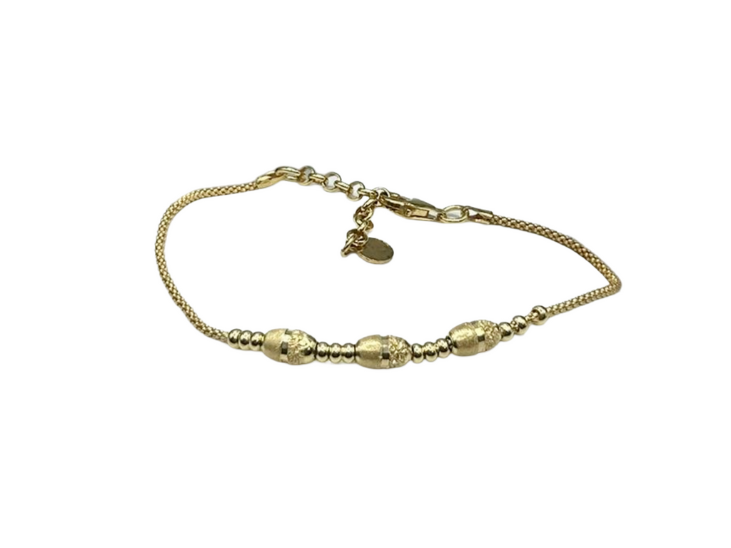 925 Silver Bracelet with Gold-Plated Worked Spheres