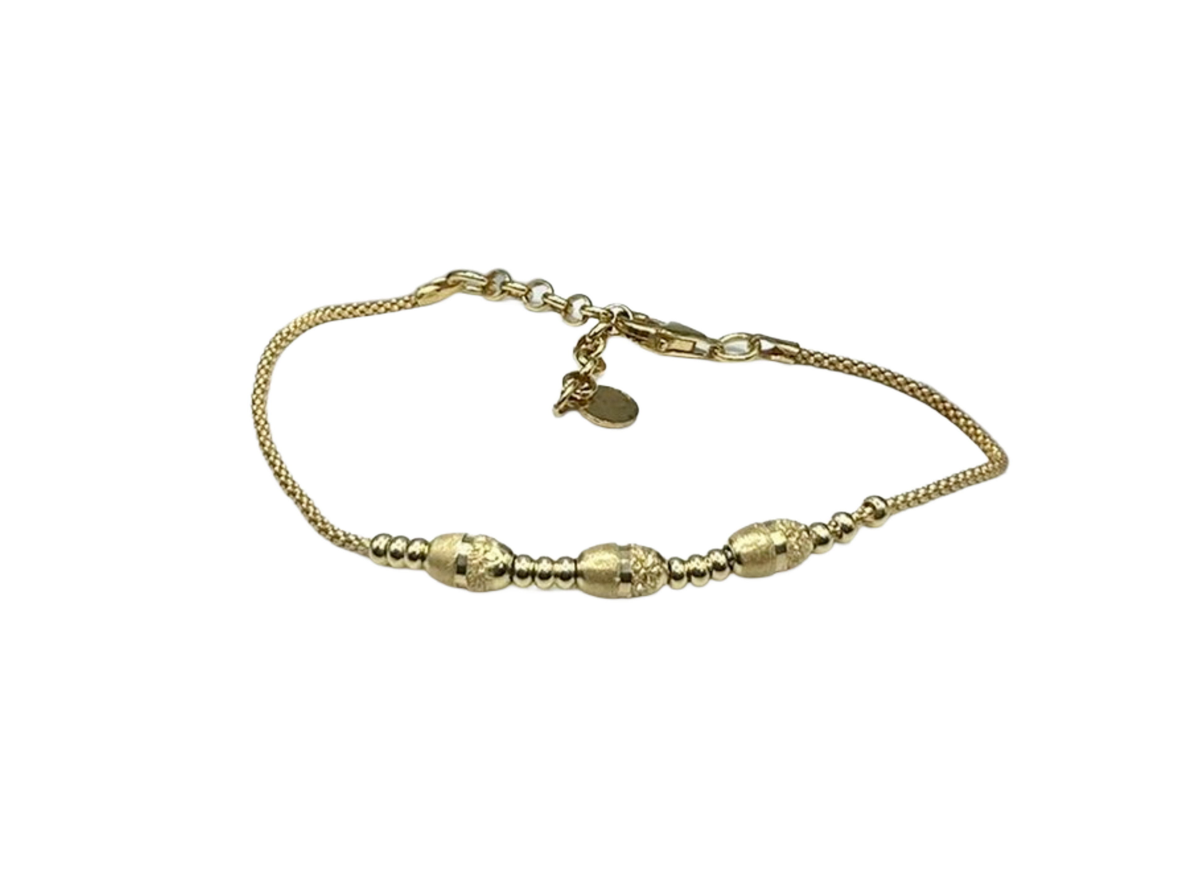 925 Silver Bracelet with Gold-Plated Worked Spheres