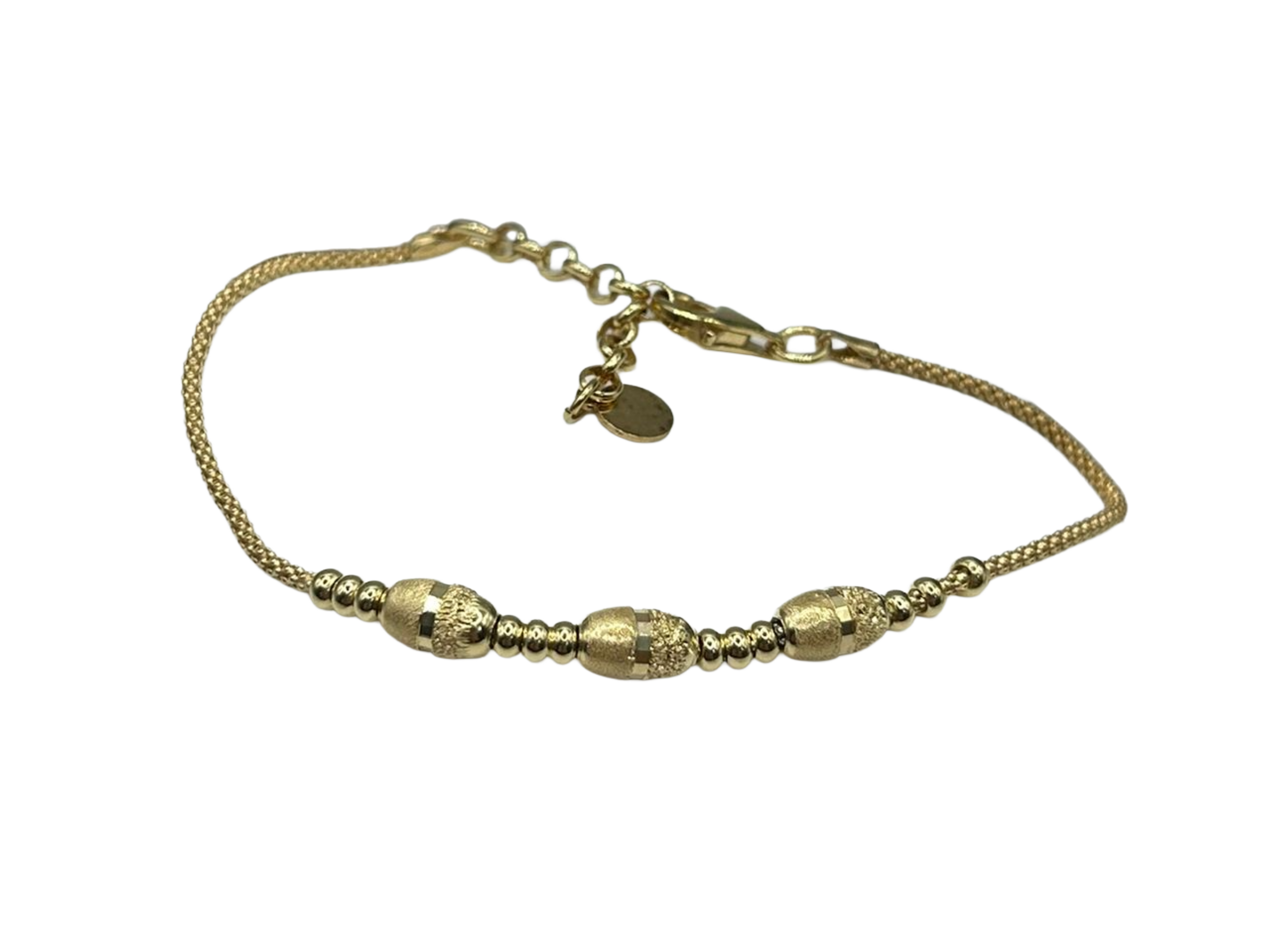 925 Silver Bracelet with Gold-Plated Worked Spheres