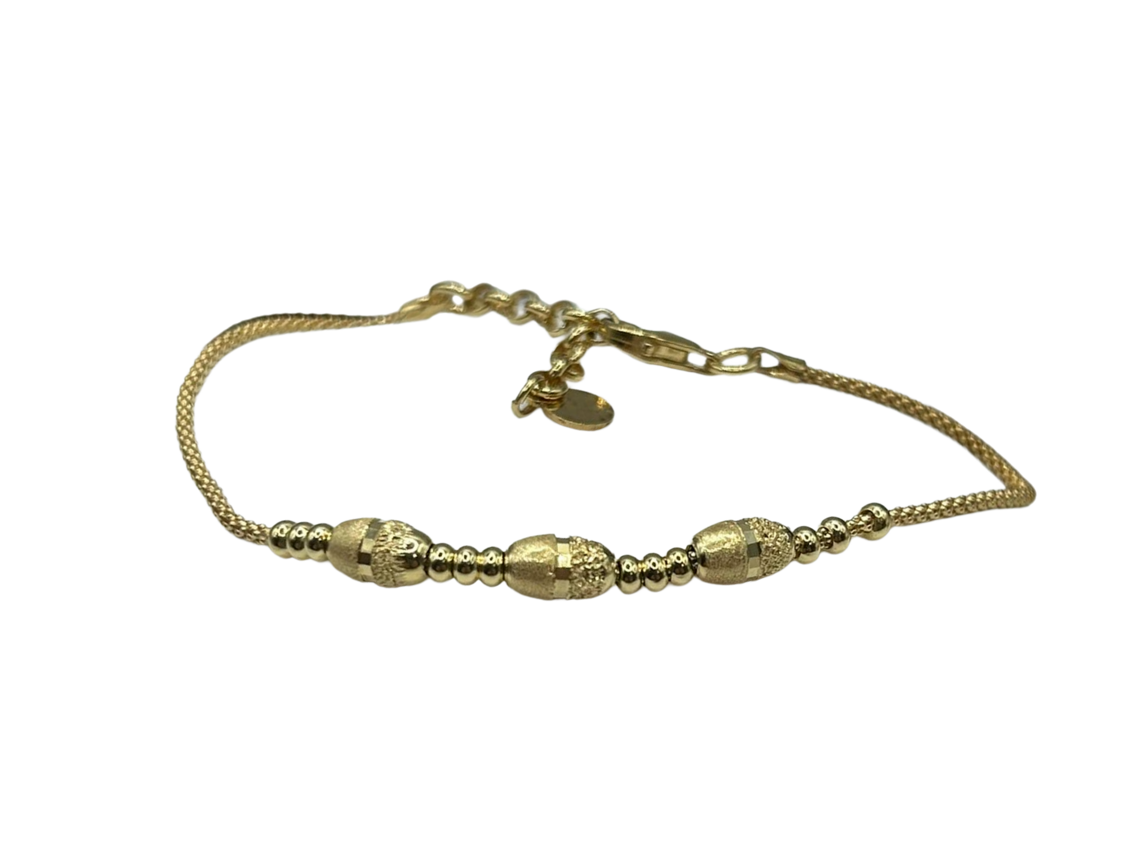 925 Silver Bracelet with Gold-Plated Worked Spheres