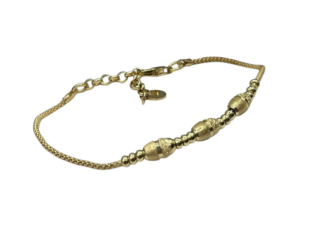 925 Silver Bracelet with Gold-Plated Worked Spheres