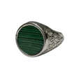 Bague Homme en Argent 925 avec Pierre Verte Effet Malachite – Taille Ajustable | CM Silver Jewels
