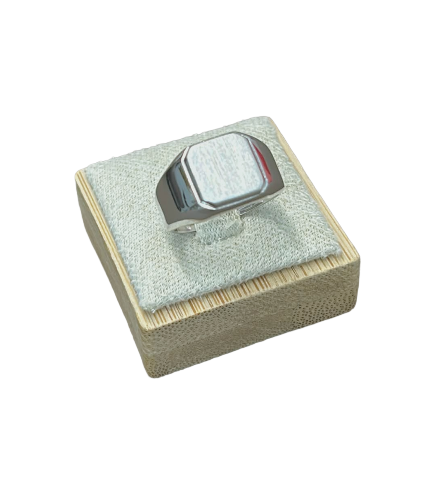 Anello artigianale in Argento 925 con Design Quadrato con bordino