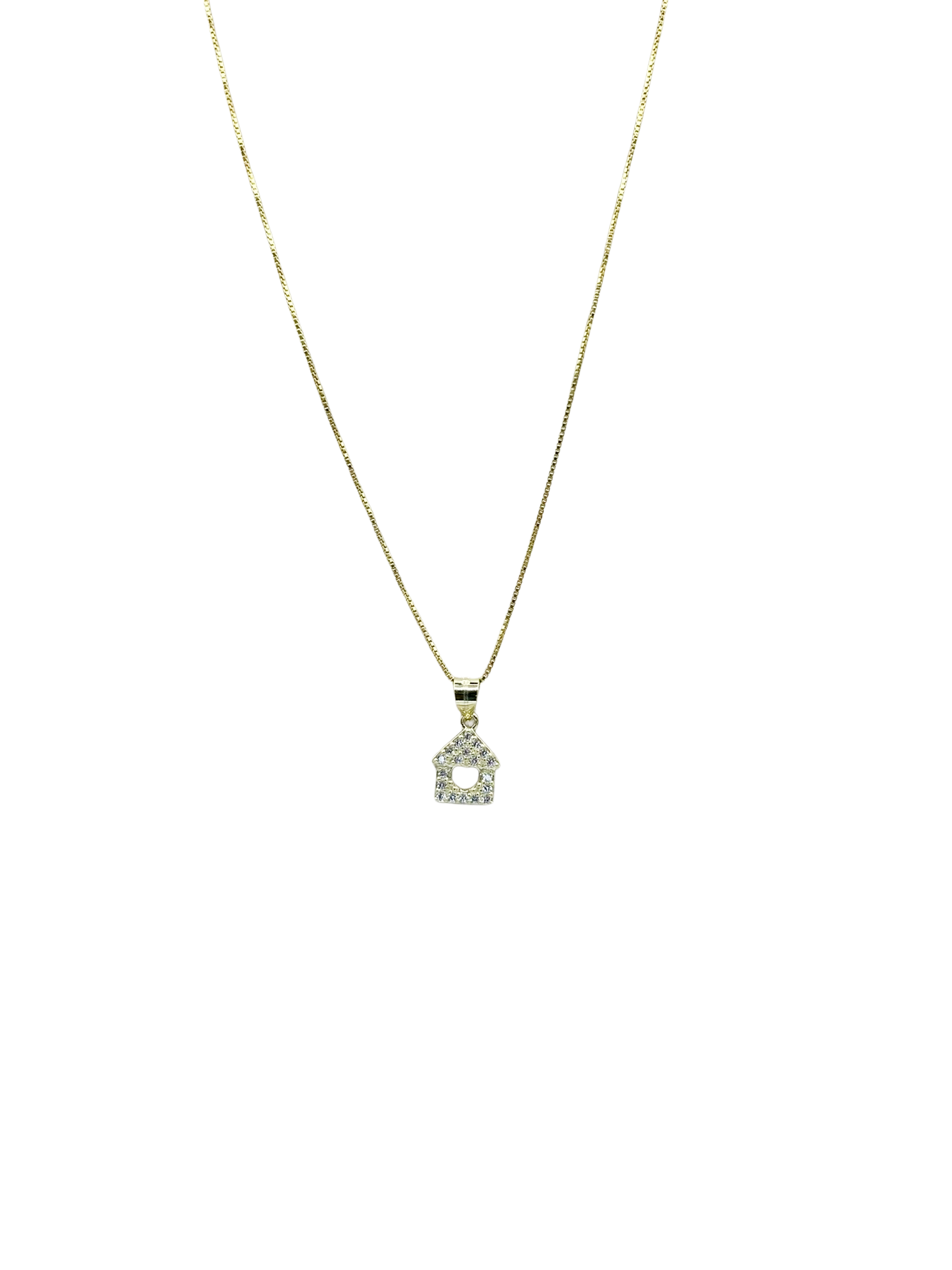 Collana Casa del Cuore in Argento 925 Placcato Oro – Gioiello Luminoso da 45 cm - Gioielleria CM SILVER & JEWELS