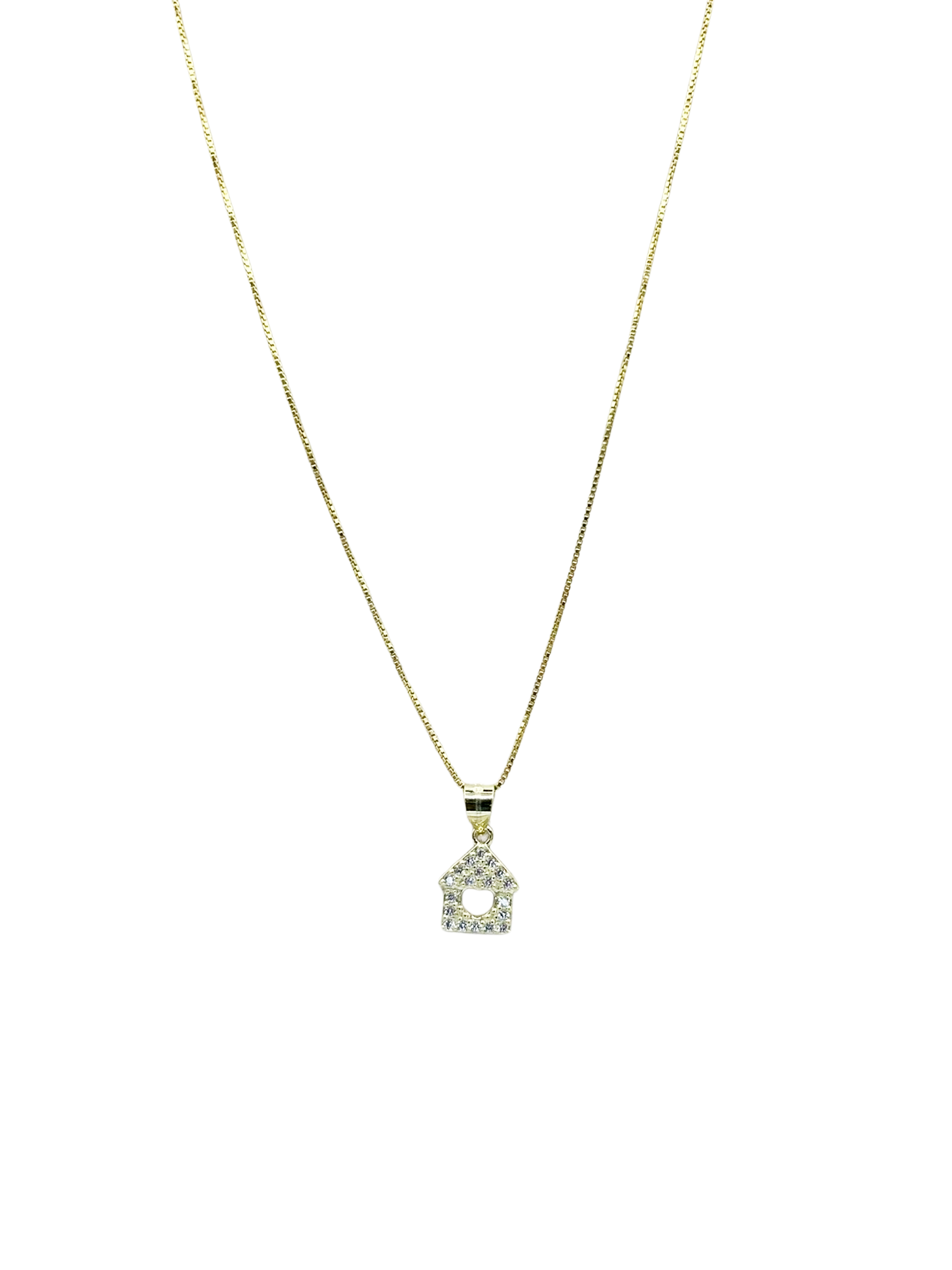 Collana Casa del Cuore in Argento 925 Placcato Oro – Gioiello Luminoso da 45 cm - Gioielleria CM SILVER & JEWELS