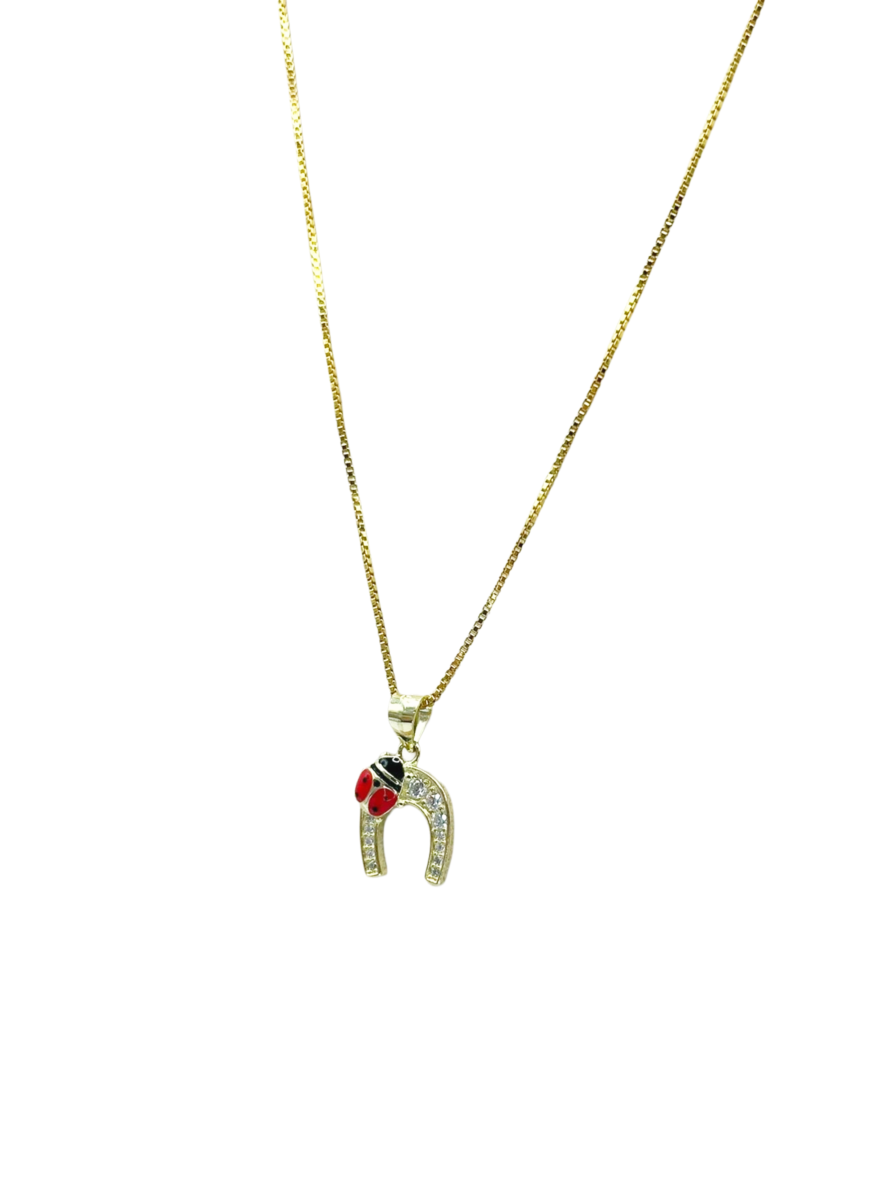 Collana Portafortuna Ferro di Cavallo con Coccinella – Argento 925 Placcato Oro | Gioiello Elegante - Gioielleria CM SILVER & JEWELS