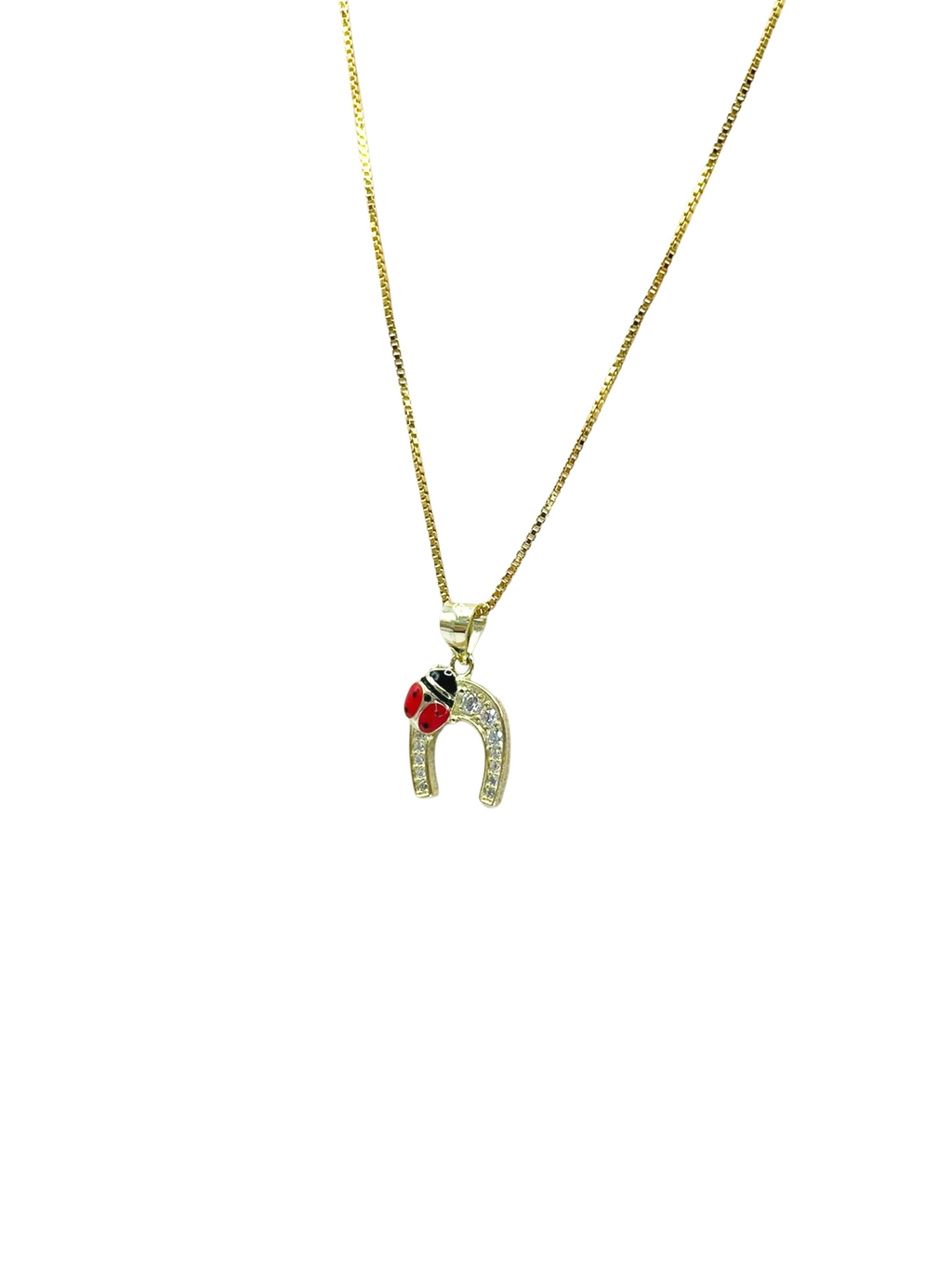 Collana Portafortuna Ferro di Cavallo con Coccinella – Argento 925 Placcato Oro | Gioiello Elegante - Gioielleria CM SILVER & JEWELS