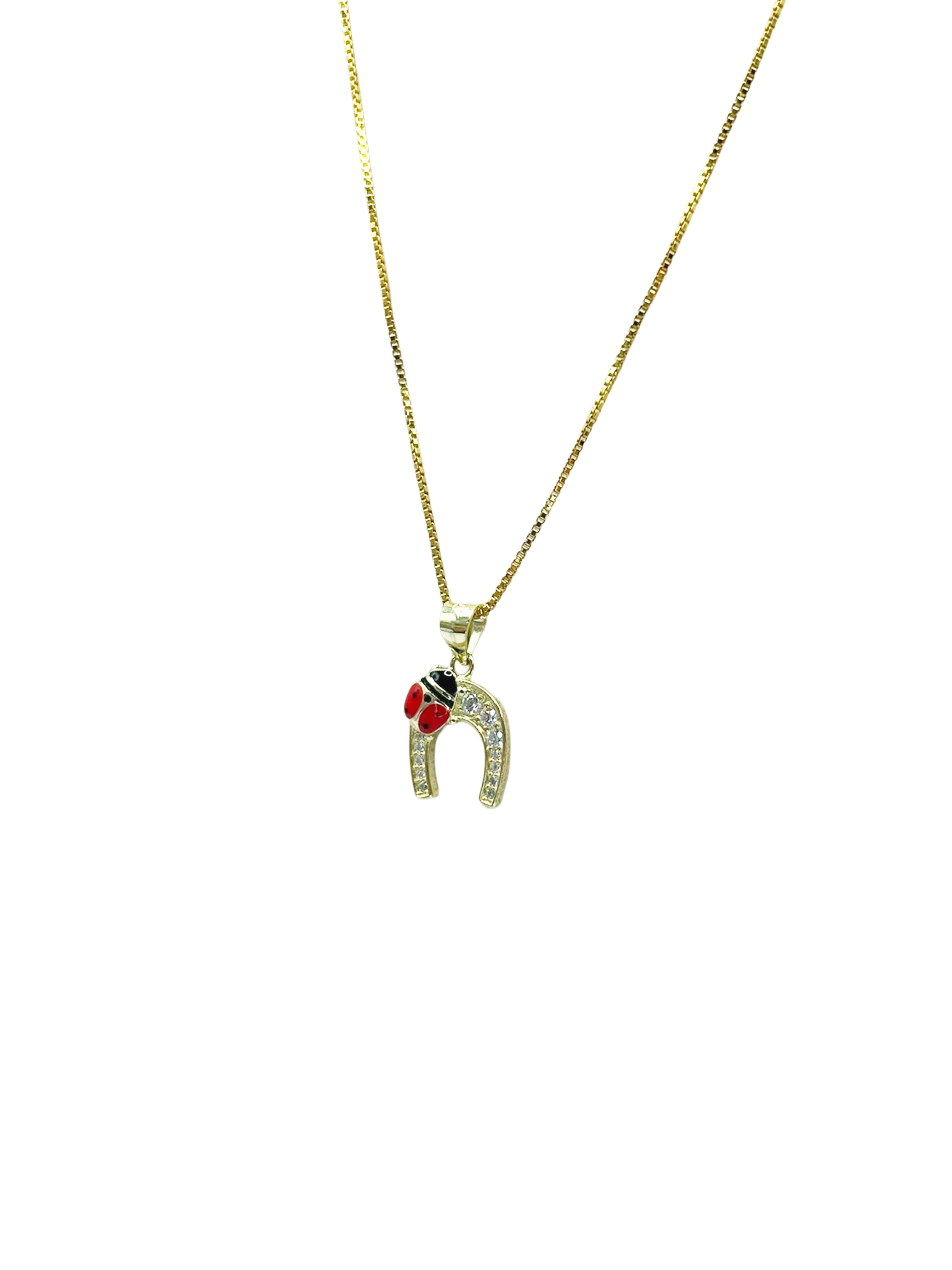Collana Portafortuna Ferro di Cavallo con Coccinella – Argento 925 Placcato Oro | Gioiello Elegante - Gioielleria CM SILVER & JEWELS