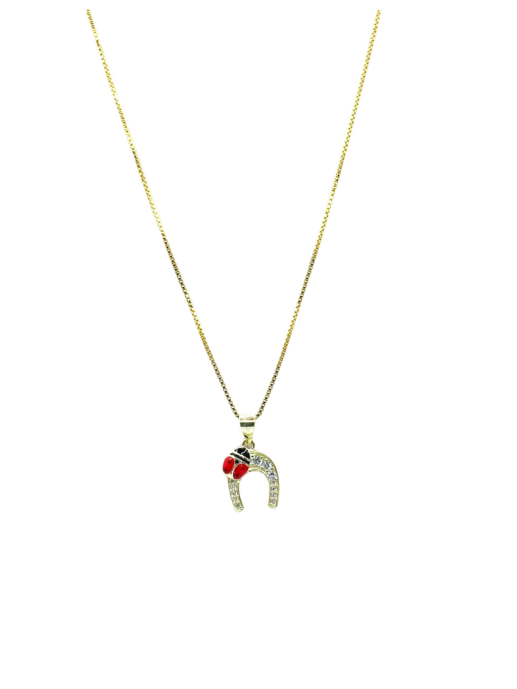 Collana Portafortuna Ferro di Cavallo con Coccinella – Argento 925 Placcato Oro | Gioiello Elegante - Gioielleria CM SILVER & JEWELS
