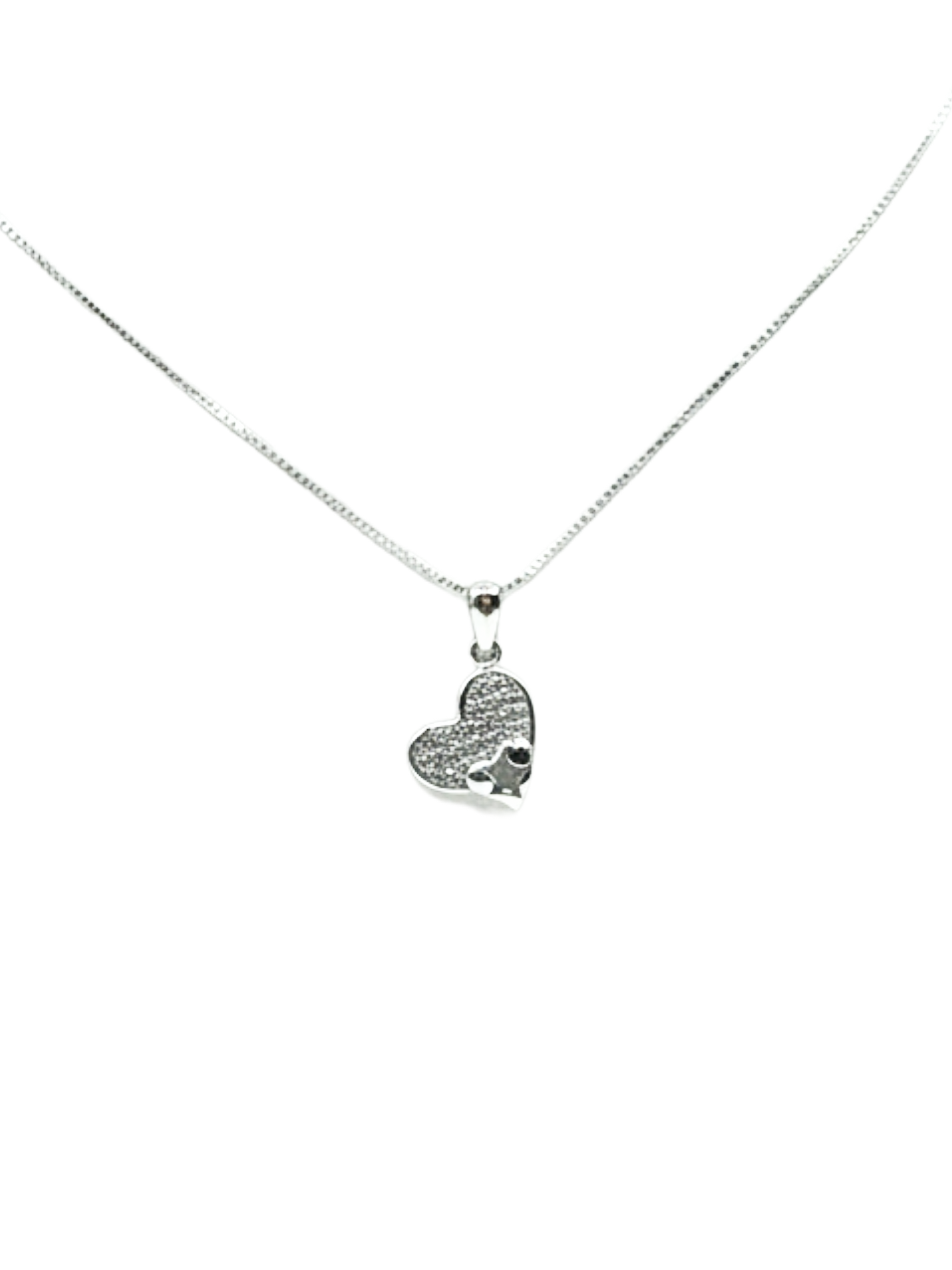 Collier en argent 925 avec pendentif en forme de cœur