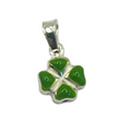 925 Silver Four-Leaf Clover Charm Pendant with Green Enamel – Unisex Lucky Charm